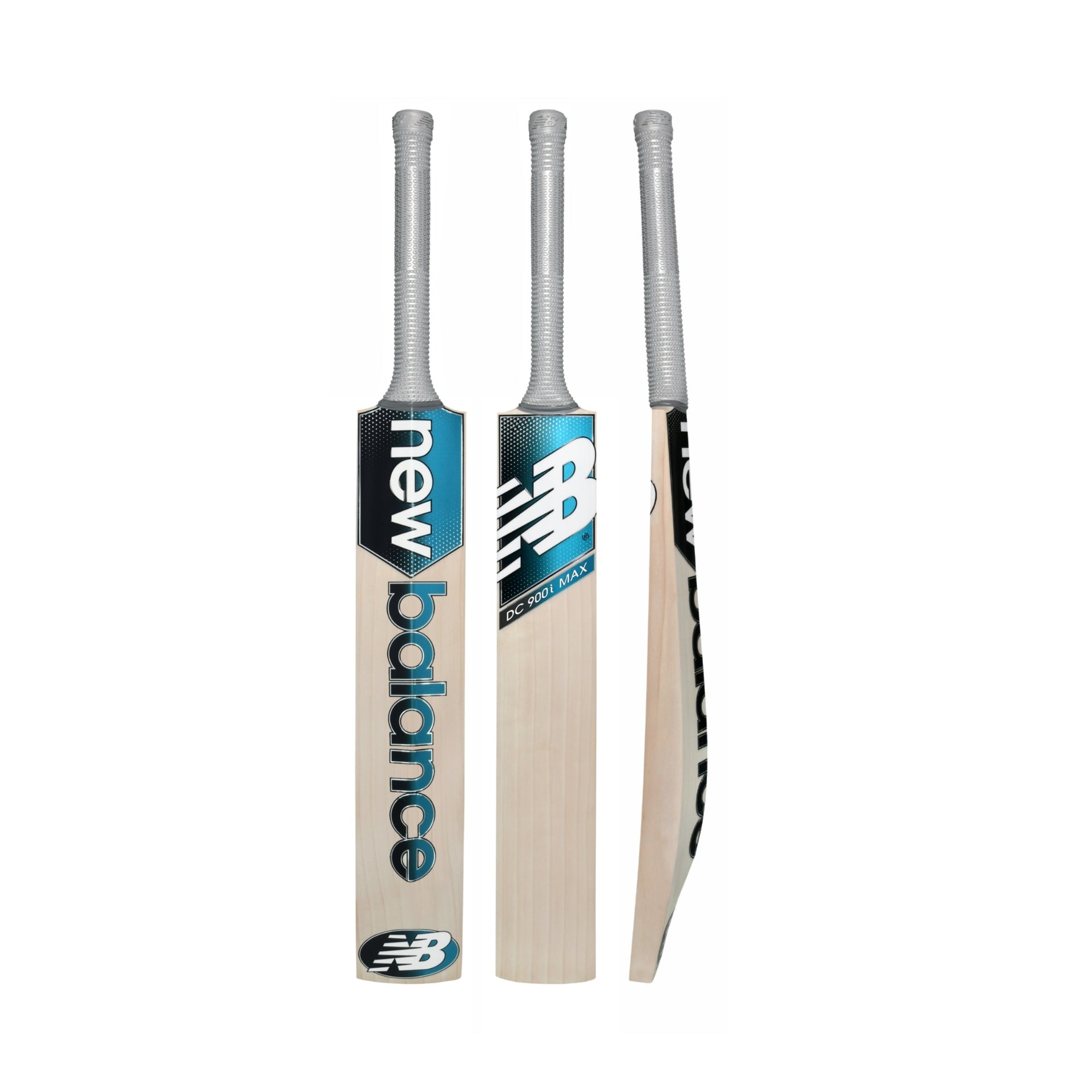 New Balance DC 900i Max cricket bat - front, back and side view