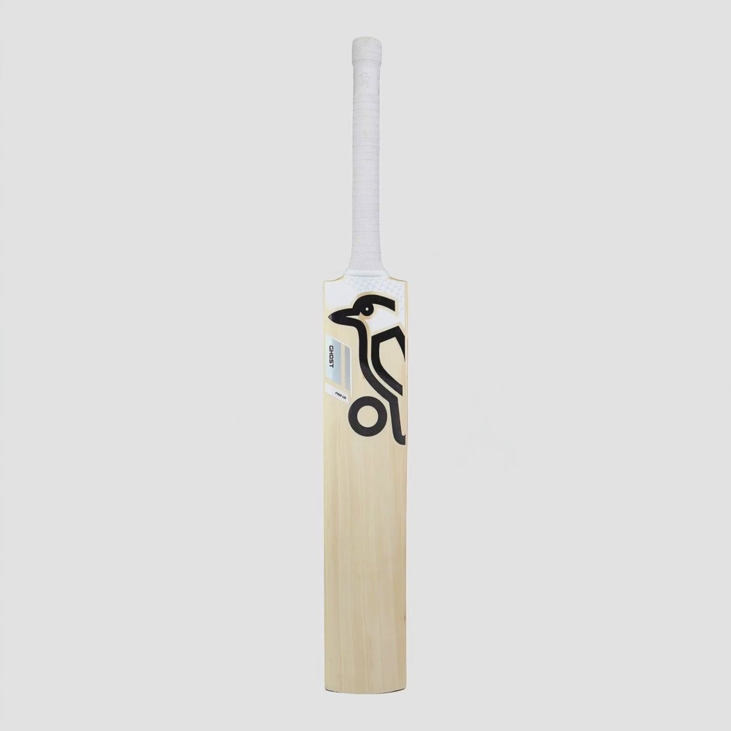Kookaburra Ghost Pro 1.0 cricket bat rotating from the front face to the edge, revealing the Kookaburra wordmark
